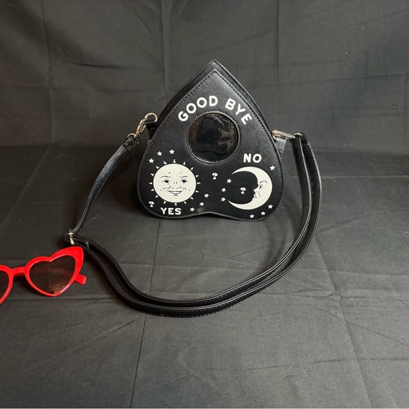 Black Ouija Planchette, Crossbody Bag with Moon and Sun Design bag. - Picture 5 of 7